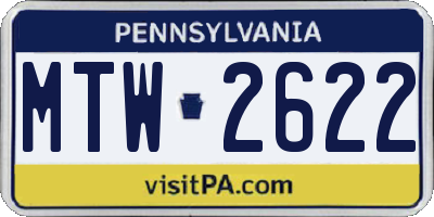PA license plate MTW2622