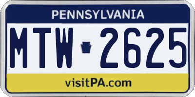 PA license plate MTW2625