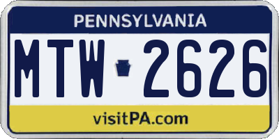 PA license plate MTW2626