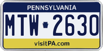 PA license plate MTW2630