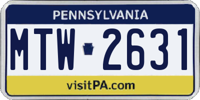PA license plate MTW2631