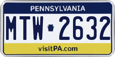 PA license plate MTW2632