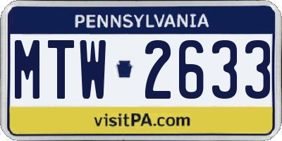PA license plate MTW2633