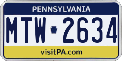PA license plate MTW2634