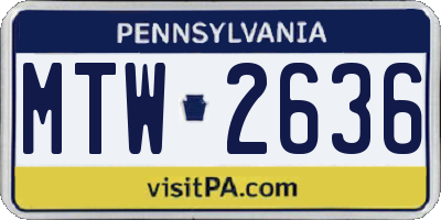 PA license plate MTW2636