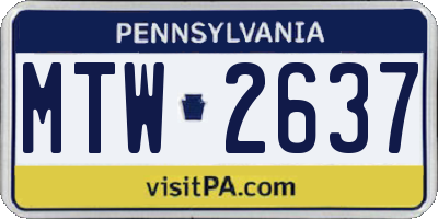 PA license plate MTW2637