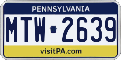 PA license plate MTW2639