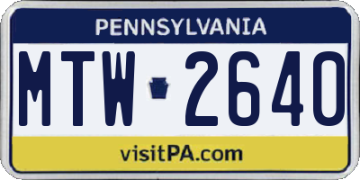 PA license plate MTW2640