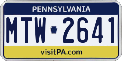 PA license plate MTW2641