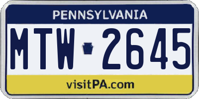 PA license plate MTW2645