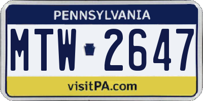 PA license plate MTW2647