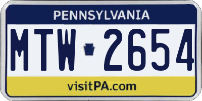 PA license plate MTW2654