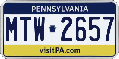PA license plate MTW2657