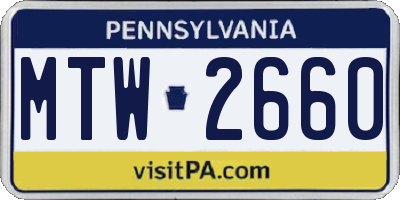 PA license plate MTW2660