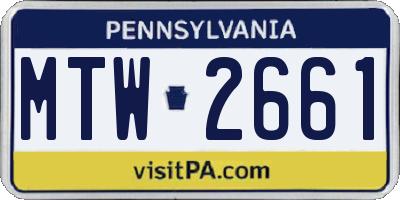 PA license plate MTW2661