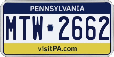 PA license plate MTW2662