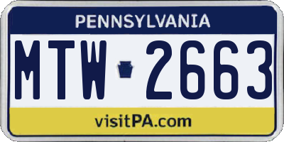 PA license plate MTW2663