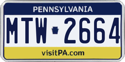PA license plate MTW2664