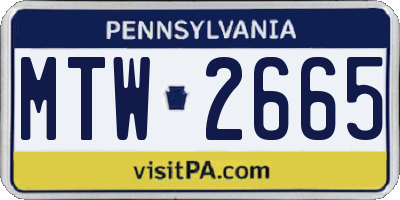 PA license plate MTW2665