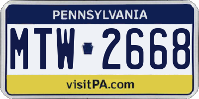 PA license plate MTW2668