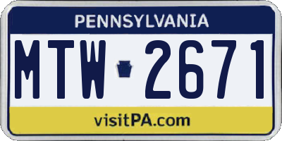PA license plate MTW2671