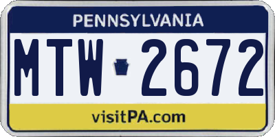 PA license plate MTW2672