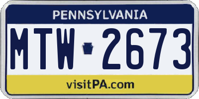 PA license plate MTW2673