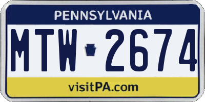PA license plate MTW2674