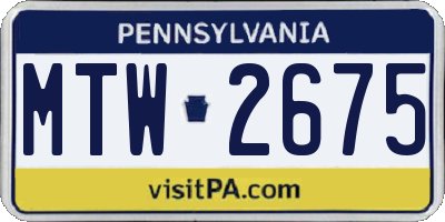 PA license plate MTW2675