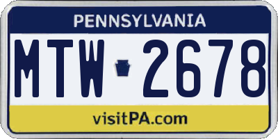 PA license plate MTW2678