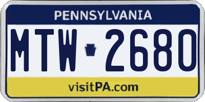PA license plate MTW2680