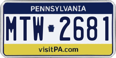 PA license plate MTW2681