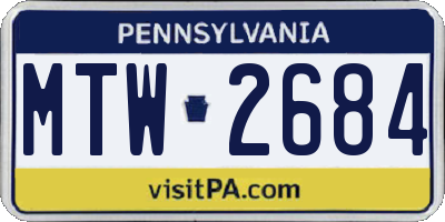 PA license plate MTW2684