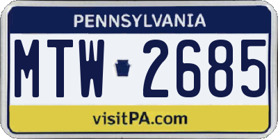 PA license plate MTW2685