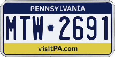 PA license plate MTW2691