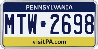 PA license plate MTW2698