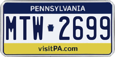 PA license plate MTW2699