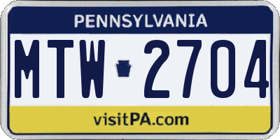 PA license plate MTW2704