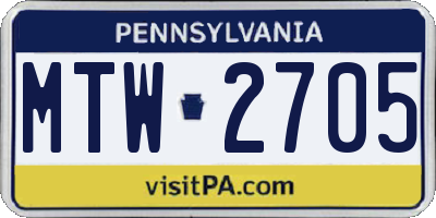 PA license plate MTW2705