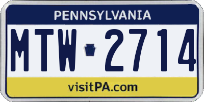 PA license plate MTW2714