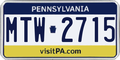 PA license plate MTW2715