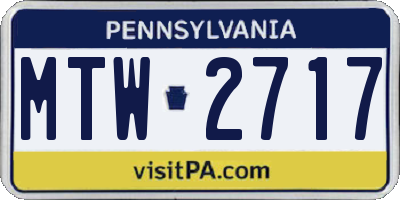 PA license plate MTW2717