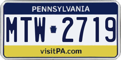 PA license plate MTW2719