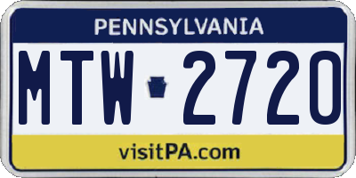 PA license plate MTW2720
