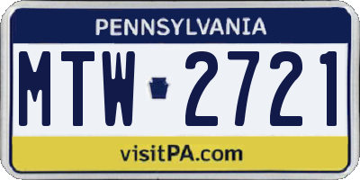 PA license plate MTW2721