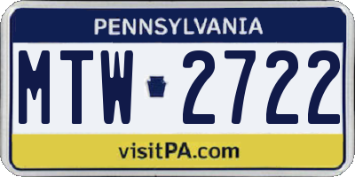 PA license plate MTW2722