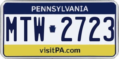 PA license plate MTW2723