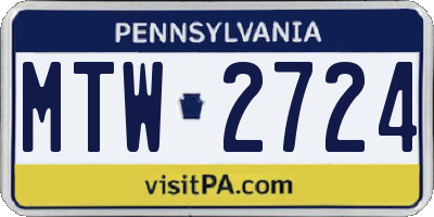PA license plate MTW2724
