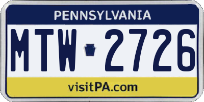 PA license plate MTW2726