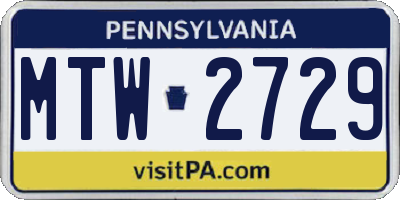PA license plate MTW2729